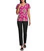 Jones New York Knit Printed V-Neck Flutter Sleeve Top - Image 3