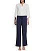Jones New York Linen Blend Drawstring Straight Pants, Color:Pacific Navy - Image 3