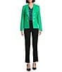 Jones New York Linen Blend Faux Double Breasted Jacket, Color:Kelly Green - Image 3