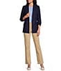 Jones New York Linen Blend Notch Lapel Long Scrunch Sleeve Open Front Blazer - Image 3