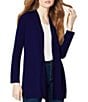 Color:Collection Navy - Image 1 - Open Front Side Slit Icon Cardigan