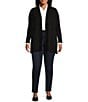 Color:Jones Black - Image 3 - Plus Size Icon Side Slit Hem Open-Front Cardigan