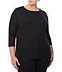 Color:Jones Black - Image 1 - Plus Size Serenity 3/4 Sleeve Front Seam Knit Tunic