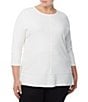 Color:NYC White - Image 1 - Plus Size Serenity 3/4 Sleeve Front Seam Knit Tunic