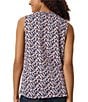 Color:Pacific Navy Multi - Image 2 - Printed Moss Crepe V-Neck Sleeveless Relaxed Fit Top