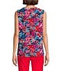 Jones New York Floral Printed Pleat Front Sleeveless Shell, Color:Pacific Navy Multi - Image 2