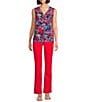 Jones New York Floral Printed Pleat Front Sleeveless Shell, Color:Pacific Navy Multi - Image 3