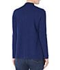 Color:Navy - Image 2 - Ribbed Trim Open Front Long Sleeve Cardigan