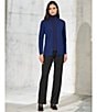 Color:Navy - Image 4 - Ribbed Trim Open Front Long Sleeve Cardigan