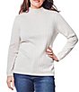 Jones New York Ribbed Knit Mock Neck Long Sleeve Pullover Sweater Top - Image 1