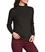Jones New York Ribbed Knit Placed Stripe Mock Neck Long Sleeve Top - Image 1