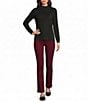Jones New York Ribbed Knit Placed Stripe Mock Neck Long Sleeve Top - Image 4