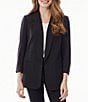 Color:Jones Black - Image 1 - Roll Cuff Notch Lapel 3/4 Sleeve Blazer