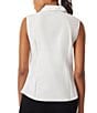 Color:White - Image 2 - Sleeveless Button Front Collared Blouse