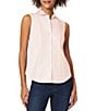 Color:Rose - Image 1 - Sleeveless Button Front Collared Blouse