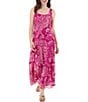 Color:Bright Orchid/Beigestone - Image 1 - Sleeveless Chiffon Paisley Tiered Maxi Dress