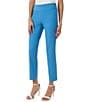 Color:Blue Lagoon - Image 1 - Stretch Ankle Straight Wide Waistband Pull-On Pants