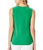 Color:Kelly - Image 2 - Stretch Crepe V Neckline Pleat Front Sleeveless Blouse