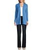 Jones New York Sutton Ribbed Knit Long Sleeve Open Front Cardigan, Color:Blue Lagoon - Image 3