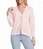 Jones New York Tie Front V-Neck 3/4 Sleeve Cardigan - Image 1