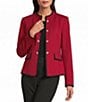 Jones New York Woven Stand Collar Long Sleeve Open Front Military Combo Jacket - Image 1
