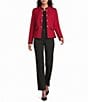 Jones New York Woven Stand Collar Long Sleeve Open Front Military Combo Jacket - Image 3