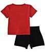 Color:Dune Red/Black - Image 2 - Baby Boys 12-24 Months Short Sleeve Air Jordan Logo/Patch T-Shirt & Coordinating Shorts Set
