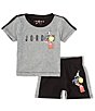 Color:Black/Grey - Image 1 - Baby Boys 12-24 Months Short Sleeve Air Jordan Logo/Patch T-Shirt & Coordinating Shorts Set
