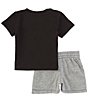 Color:Black/Grey - Image 2 - Baby Boys 12-24 Months Short Sleeve Air Jordan Logo/Patch T-Shirt & Coordinating Shorts Set