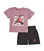 Color:Off Noir/Red - Image 1 - Baby Boys 12-24 Months Short Sleeve Air Jordan T-Shirt & Coordinating Shorts Set