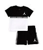 Color:Black - Image 1 - Baby Boys 12-24 Months Short Sleeve Color Blocked Taped T-Shirt & Shorts Set