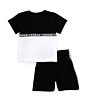 Color:Black - Image 2 - Baby Boys 12-24 Months Short Sleeve Color Blocked Taped T-Shirt & Shorts Set