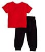 Color:Black/Red - Image 2 - Baby Boys 12-24 Months Short Sleeve Lil Champ Allover Printed Tee & Solid Jogger Pants