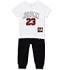 Color:Black/White - Image 1 - Baby Boys 12-24 Months Short Sleeve Lil Champ Allover Printed Tee & Solid Jogger Pants