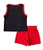 Color:Black/Gym Red - Image 2 - Baby Boys 12-24 Months Sleeveless 23 Tank & Coordinating Shorts Set