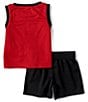 Color:Black/Red - Image 2 - Baby Boys 12-24 Months Sleeveless 23 Tank & Coordinating Shorts Set