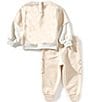 Jordan Baby Long Sleeve Future Flight Crewneck And Pants Set, Color:Light Olive - Image 2