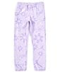 Color:Violet - Image 1 - Big Girls 7-16 Brooklyn AOP Fleece Pants