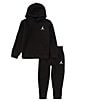 Color:Black/ - Image 1 - Little Boys 2T-7 Long Sleeve Fleece Hoodie & Matching Fleece Jogger Pants Set