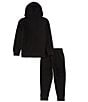 Color:Black/ - Image 2 - Little Boys 2T-7 Long Sleeve Fleece Hoodie & Matching Fleece Jogger Pants Set