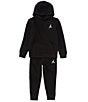 Color:Black/ - Image 3 - Little Boys 2T-7 Long Sleeve Fleece Hoodie & Matching Fleece Jogger Pants Set