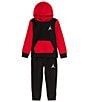 Color:Black/Gym Red - Image 3 - Little Boys 2T-7 Long Sleeve Fleece Hoodie & Matching Fleece Jogger Pants Set