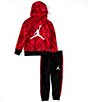 Color:Black/Gym Red/Fire Red/White - Image 1 - Little Boys 2T-7 Long-Sleeve MJ Essentials All-Over Print Fleece Pull-Over Hoodie & Jogger 2-Piece Set