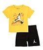 Color:023 Black - Image 1 - Little Boys 2T-7 Short Sleeve Air 2 3D FT T-Shirt & Short Set