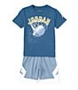 Color:Blue - Image 1 - Little Boys 2T-7 Short Sleeve Hoops Stiles Mesh T-Shirt & Shorts Set