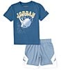 Color:Blue - Image 2 - Little Boys 2T-7 Short Sleeve Hoops Stiles Mesh T-Shirt & Shorts Set
