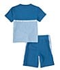 Color:Blue - Image 3 - Little Boys 2T-7 Short Sleeve Jumpman Blocked FT Taping T-Shirt & Short Set