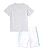 Color:White - Image 3 - Little Boys 2T-7 Short Sleeve MJ Flight MVP Mesh Short Set