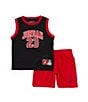 Color:Black Gym Red - Image 1 - Little Boys 2T-7 Sleeveless Jordan 23 Jersey Tank & Shorts Set