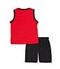 Color:Black/Red - Image 2 - Little Boys 2T-7 Sleeveless Jordan 23 Jersey Tank & Shorts Set
